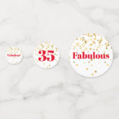 マイルストーンテーブル紙吹雪-金ゴールドとRed Fabulous コンフェッティ (正面)