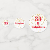 マイルストーンテーブル紙吹雪-金ゴールドとRed Fabulous コンフェッティ (裏面)