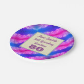 マイルストーンバースデーパーティー明るいネオンカラーストライプの ペーパープレート (アングル)