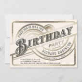 マイルストーンバースデーパーティ招待状金ゴールドと白色 招待状 (正面)