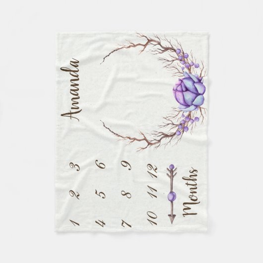 マイルストーンパープルシックアローフローラリース記念 フリースブランケット (正面)