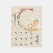 マイルストーンピンクママドッグパピーベビー記念 フリースブランケット (正面)