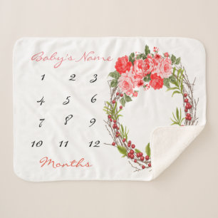 マイルストーンベビーガール毛布 シェルパブランケット