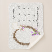 マイルストーンベビーブランケット-ラマ-紫 シェルパブランケット (正面)