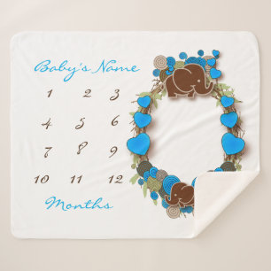 マイルストーンベビーブランケット-象 シェルパブランケット