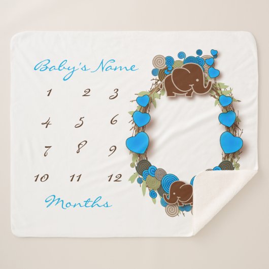 マイルストーンベビーブランケット-象 シェルパブランケット (正面(横))