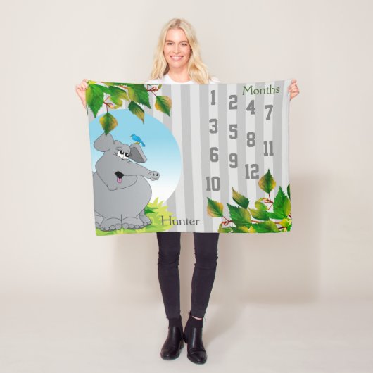 マイルストーンベビーブランケット-象 フリースブランケット (インサイチュ)