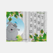 マイルストーンベビーブランケット-象 フリースブランケット (正面(横))