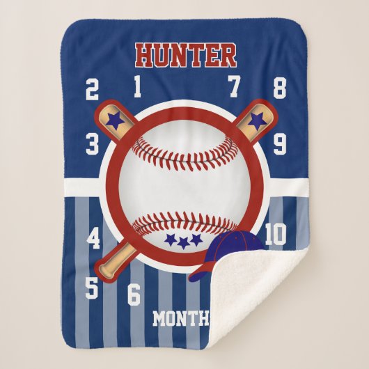 マイルストーンベビーブランケット⚾野球スポーツ シェルパブランケット (正面)