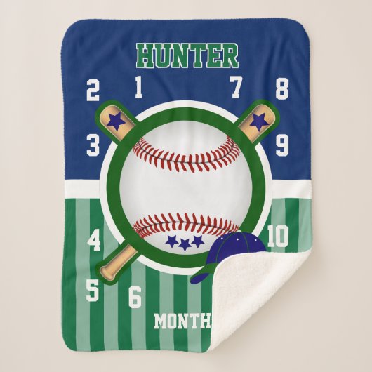 マイルストーンベビーブランケット⚾野球2 シェルパブランケット (正面)