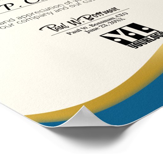 マイルストーン従業員の記念日の証明書の表示 ポスター (角)