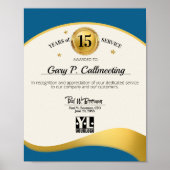 マイルストーン従業員の記念日の証明書の表示 ポスター (正面)