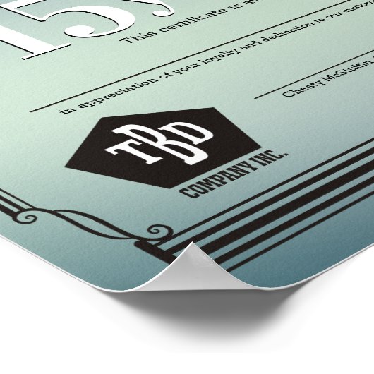 マイルストーン従業員記念日の証明書の列 ポスター (角)