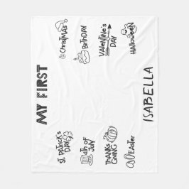 マイルストーン私の最初の休日かわいいモダンベビー フリースブランケット