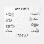 マイルストーン私の最初の休日かわいいモダンベビー フリースブランケット (正面(横))