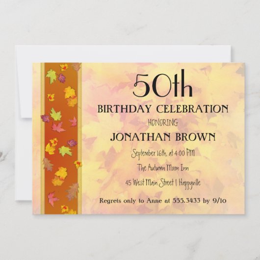 マイルストーン秋誕生日パーティーお祝い 招待状 (正面)