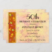 マイルストーン秋誕生日パーティーお祝い 招待状 (正面/裏面)