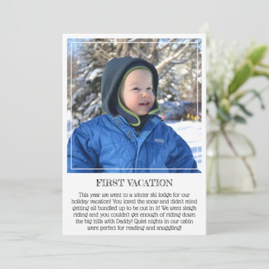 マイルストーン記念カード:ベビーの最初の休暇 案内状 (スタンド正面)
