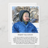 マイルストーン記念カード:ベビーの最初の休暇 案内状 (正面/裏面)