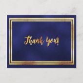 マイルストーン誕生日お礼 ネイビーブルー ゴールド ポストカード (正面)