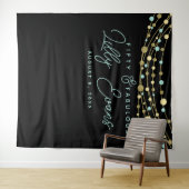 マイルストーン誕生日パーティーバナー ティールとゴールド 50歳 タペストリー (インサイチュ(横))