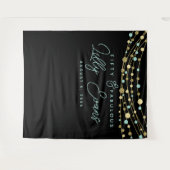 マイルストーン誕生日パーティーバナー ティールとゴールド 50歳 タペストリー (正面(横))