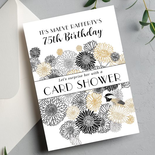 マイルストーン誕生日ブラックとゴールドカードシャワー 招待状