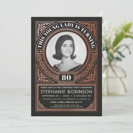 マイルストーン誕生日招待状フォトバラフォイル 招待状 (スタンド正面)