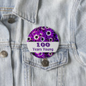 マイルストーン誕生日紫の花写真フローラ 缶バッジ (インサイチュ)