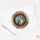 マイルストーン誕生日金ゴールド写真ヴィンテージマップ50th ラウンドシール (封筒)