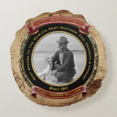 マイルストーン誕生日金ゴールド写真ヴィンテージマップ90th ラウンドクッション (裏面)