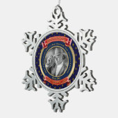 マイルストーン誕生日金ゴールド写真50th Fifty Blue Red スノーフレークピューターオーナメント (右)