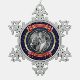 マイルストーン誕生日金ゴールド写真50th Fifty Blue Red スノーフレークピューターオーナメント