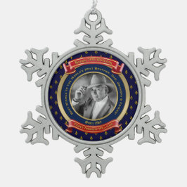 マイルストーン誕生日金ゴールド写真70thセブンティブルー スノーフレークピューターオーナメント