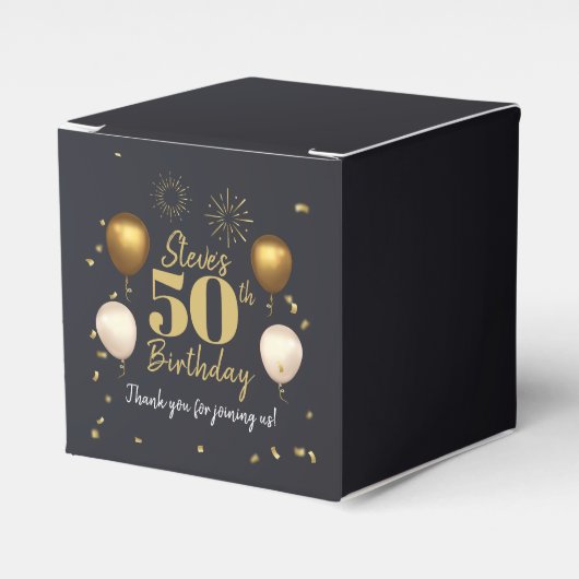 マイルストーン誕生日金ゴールド黒 フェイバーボックス (正面サイド)