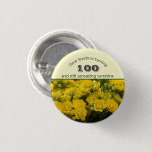 マイルストーン誕生日黄色フローラ100お祝い 缶バッジ (正面&裏面)