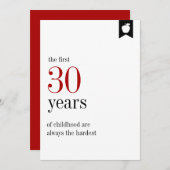 マイルストーン誕生日30th誕生日カード 招待状 (正面/裏面)