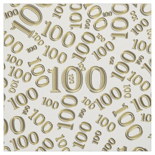 マイルストーン100数値パターン金ゴールド/白 ファブリック (見本)