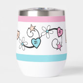 マイルストーン21歳の誕生日イニシャルピンクの桃 (正面)