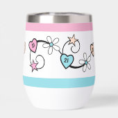 マイルストーン21歳の誕生日イニシャルピンクの桃 (背面)