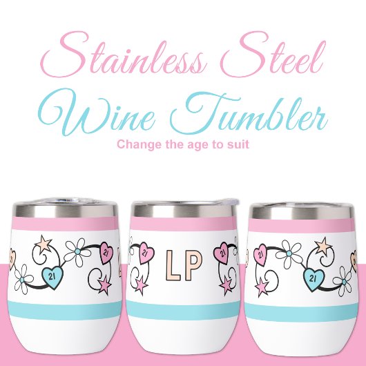 マイルストーン21歳の誕生日イニシャルピンクの桃