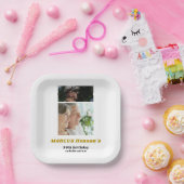 マイルストーン90歳の誕生日 2枚の写真 ペーパープレート (パーティー)