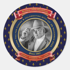 マイルストーン バースデー ゴールド フォト 70歳 七十 青 ラウンドシール