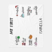 マイルストーン 初めてのホリデー 現代的なかわいいベイビー フリースブランケット (正面)