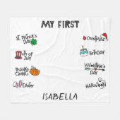 マイルストーン 初めてのホリデー 現代的なかわいいベイビー フリースブランケット (正面(横))