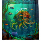 マイルズアンダーザシーアートイラストレーションスチームパンクショウ シャワーカーテン (正面)