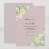 マイルドマーブルのレモンとユーカリの結婚式 招待状 (正面/裏面)