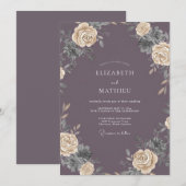 マイルドマーブルローズの結婚式 招待状 (正面/裏面)