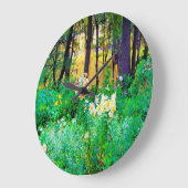 マイルビオガーデンの明るい日の出とユリ ラージ壁時計 (傾斜)