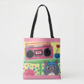 マイルームレトロキャット絵を描のレトロフォークアート トートバッグ (正面)